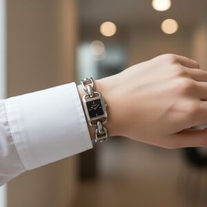 DKNY Silver and Black Women's Watch